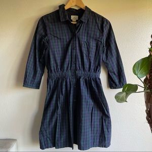 Levi’s Green and Blue Plaid Dress - Size S with 3/4 length sleeves and pockets!